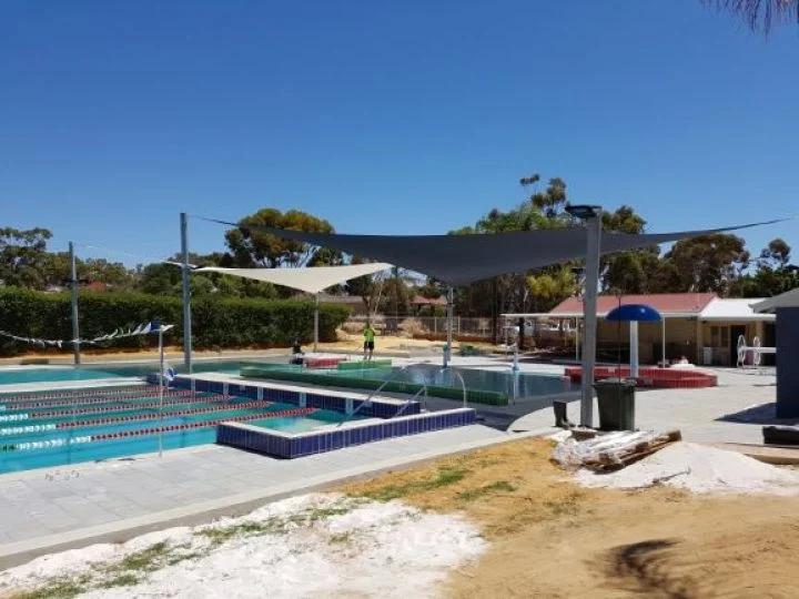 Quairading Pool; New upgrade to the pool facilities changing it from an Olympic size pool to be a family orientated waterpark